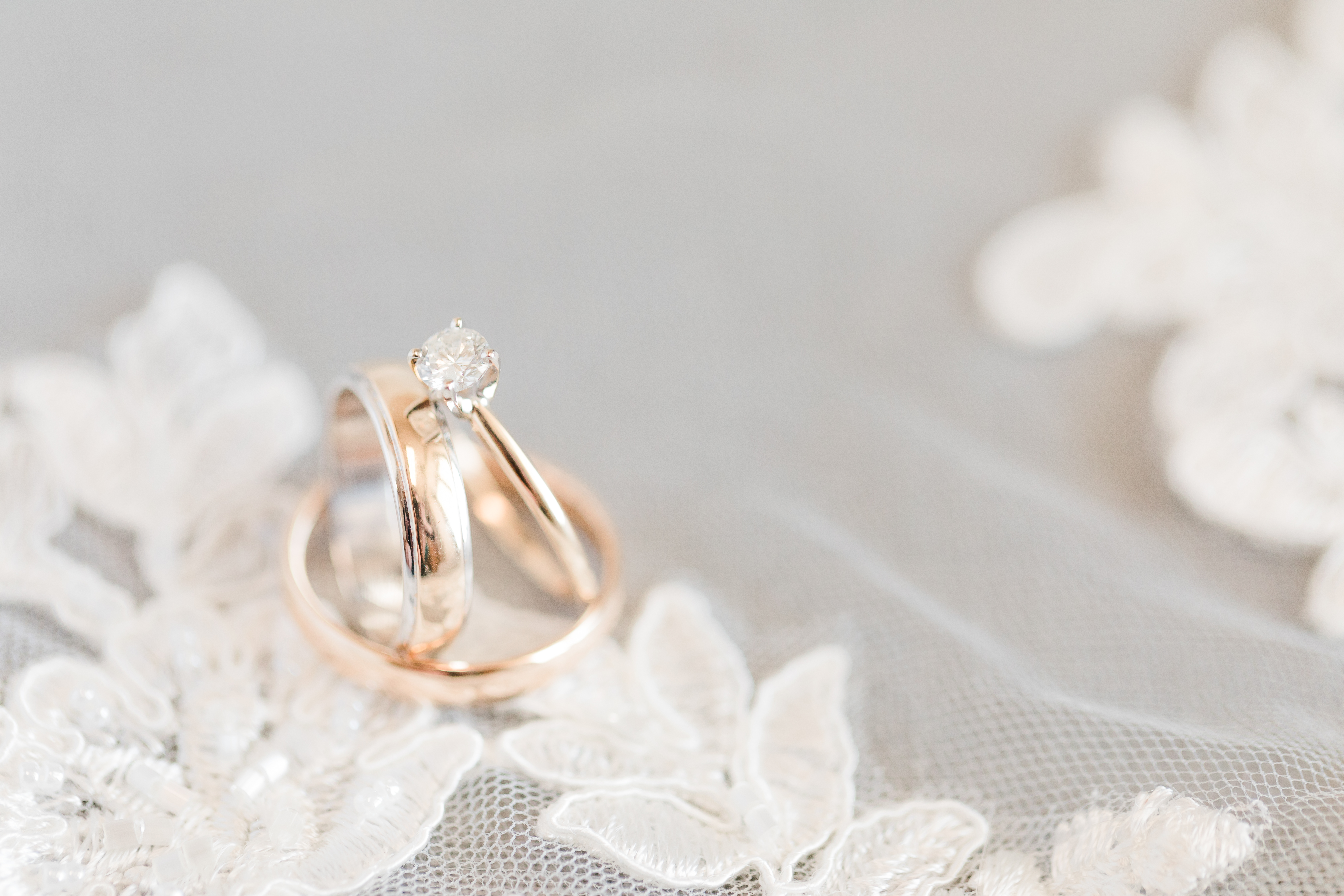 An engagement ring on a simple background