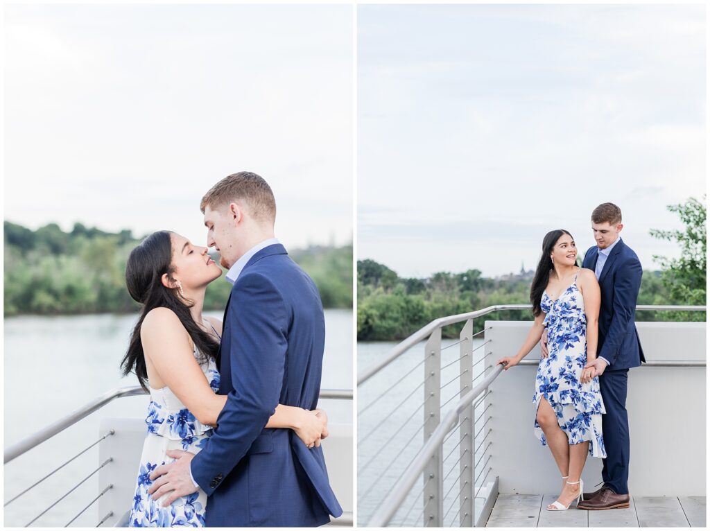 Engagement photos along the Potomac River near Kennedy Center in Washington DC