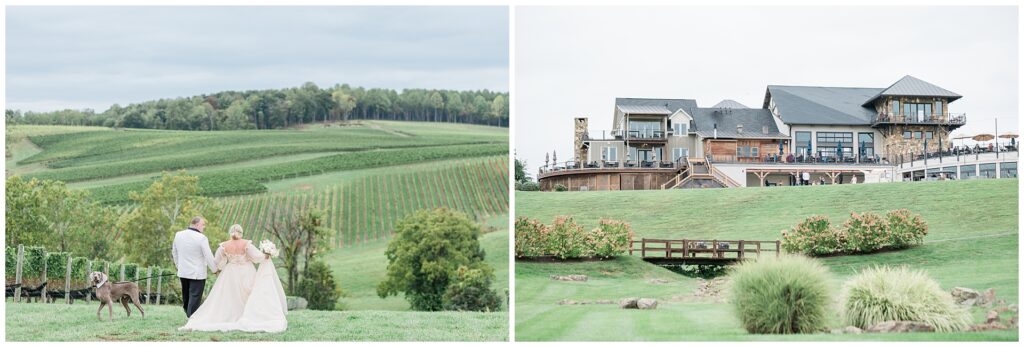 Stone Tower Winery Wedding views from the vineyard and view of the main building