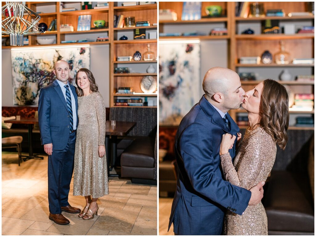 Bar Mitzvah parent portraits at Pinstripes North Bethesda — elegant couple photography during a Maryland milestone celebration