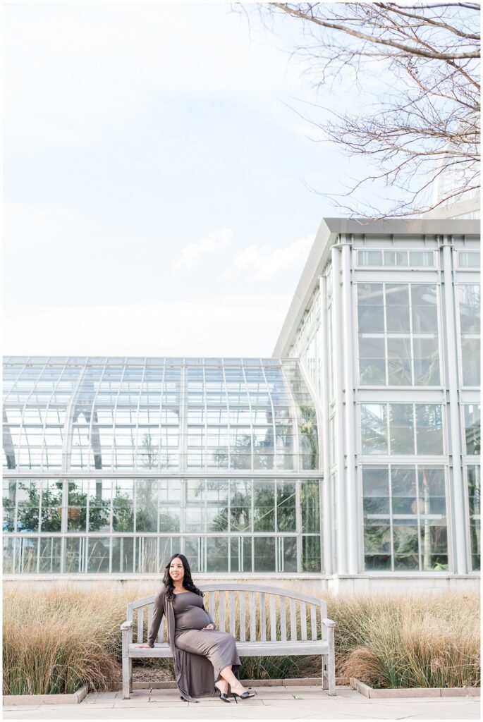 Maternity session at Lewis Ginter Botanical Garden with soft natural light