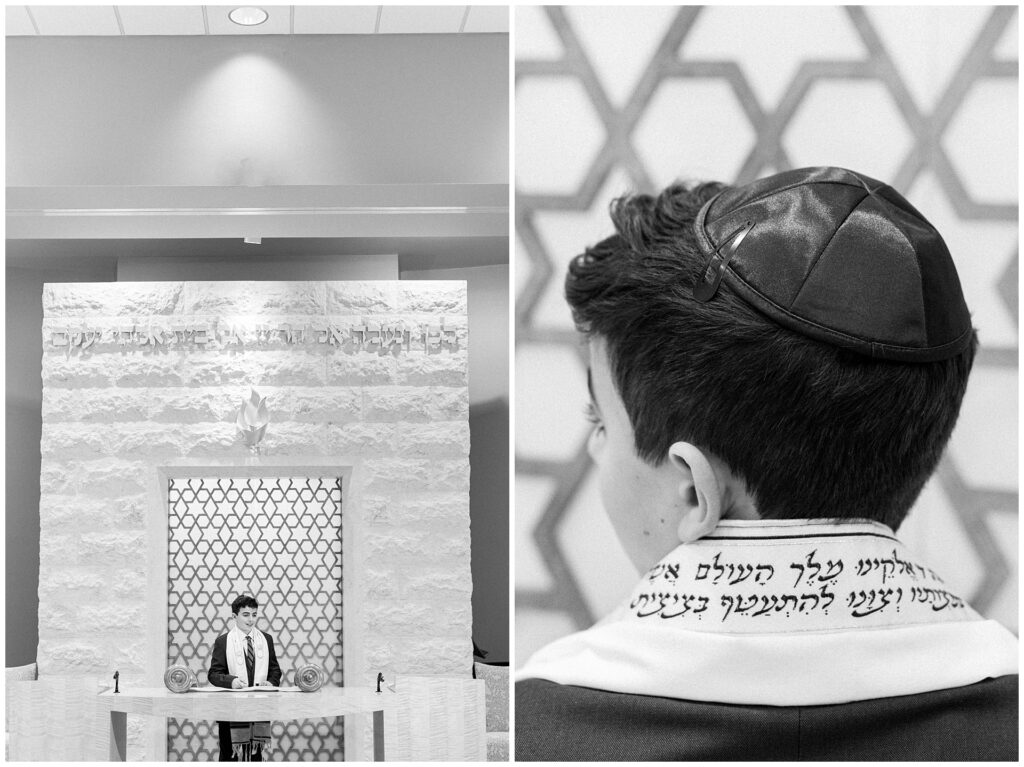Bar Mitzvah photography at Temple Isaiah in Fulton MD — classic portrait in front of the ark by a Maryland event photographer