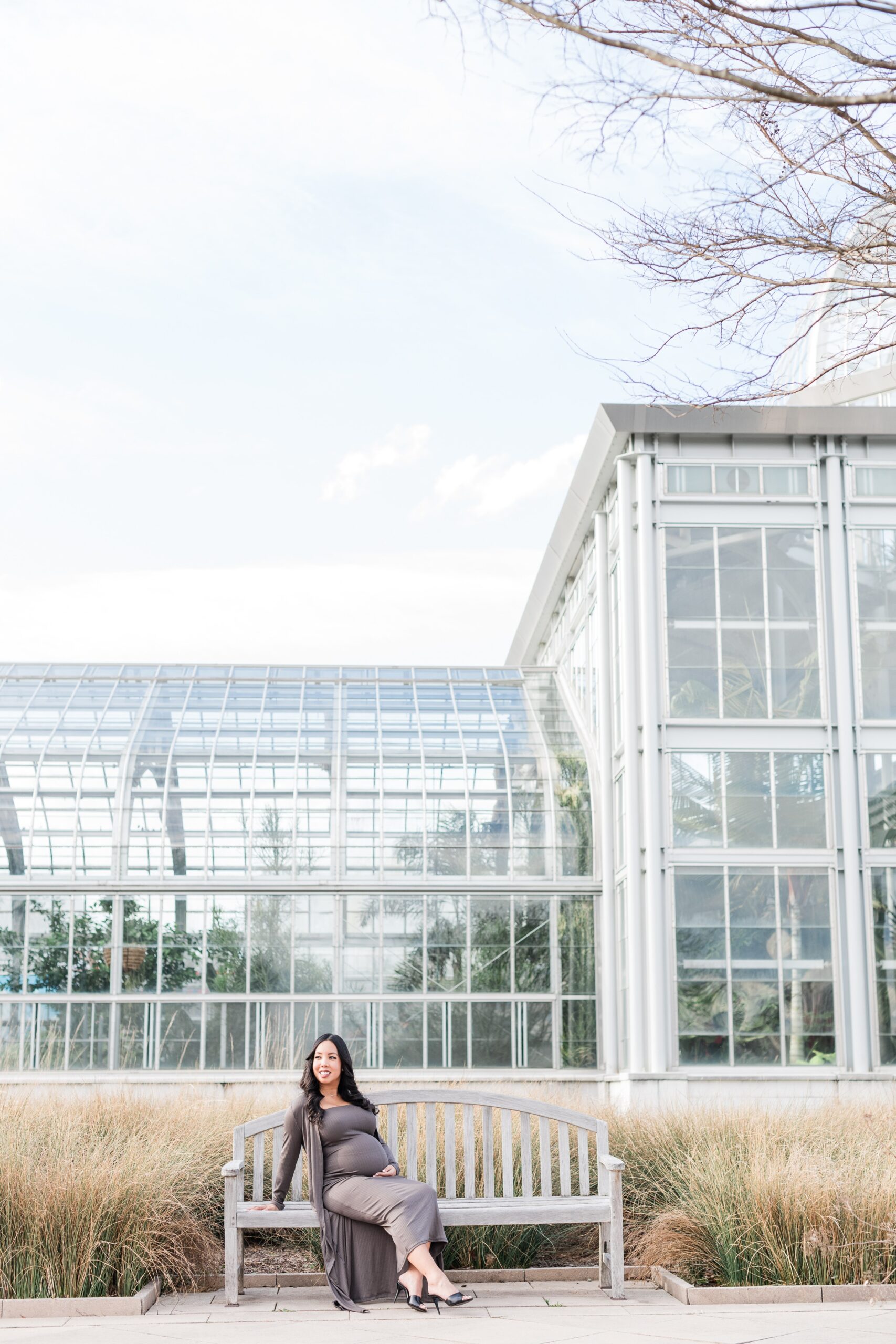 Maternity session at Lewis Ginter Botanical Garden with soft natural light