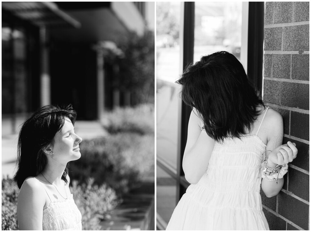 A senior from Atholton high school takes her senior photos in Maple Lawn, Fulton Maryland