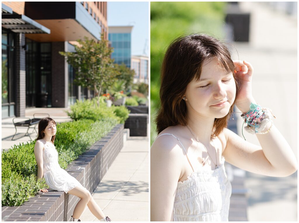 A senior from Atholton high school takes her senior photos in Maple Lawn, Fulton Maryland