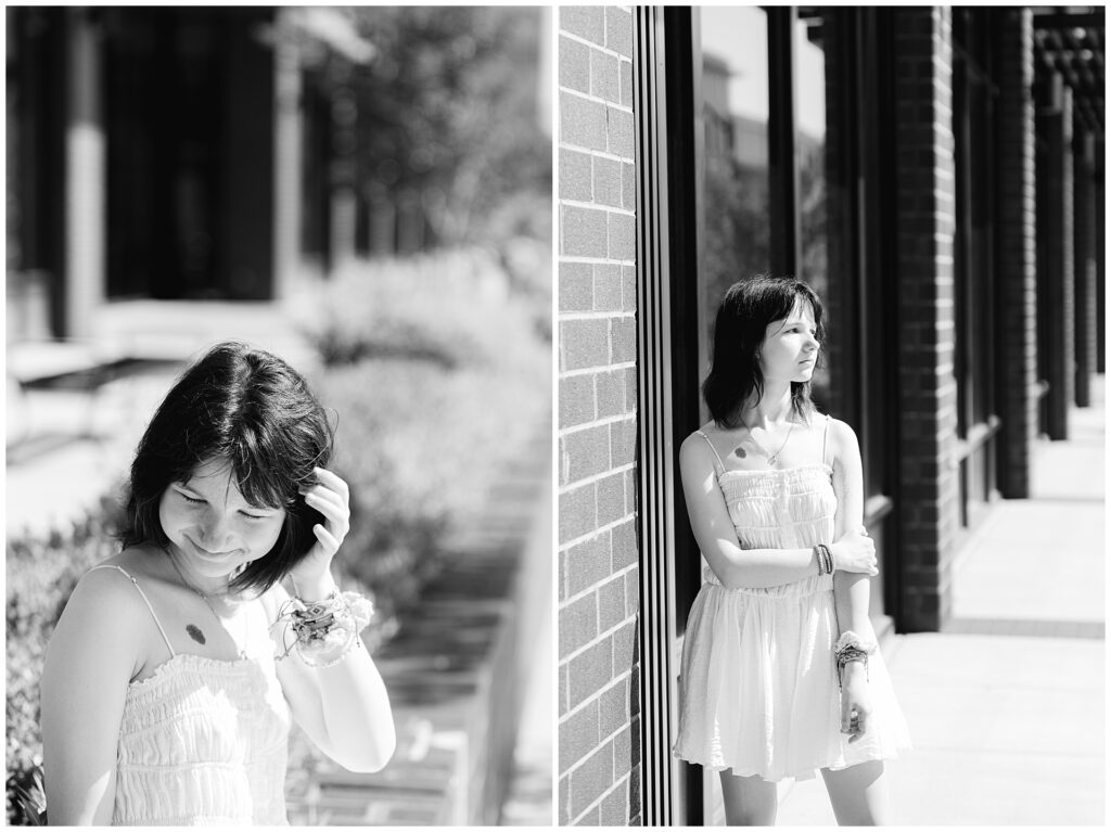 A senior from Atholton high school takes her senior photos in Maple Lawn, Fulton Maryland
