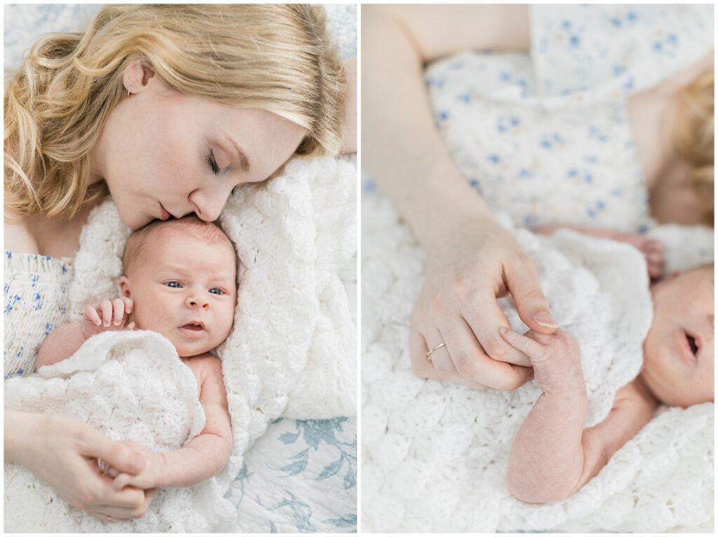 Mom and Newborn baby during lifestyle photography session in Alexandria, Virginia