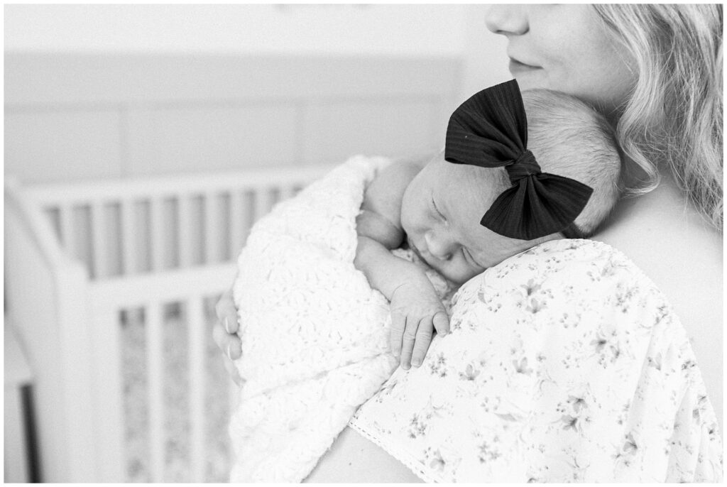 Alexandria in-home newborn session with soft, neutral styling