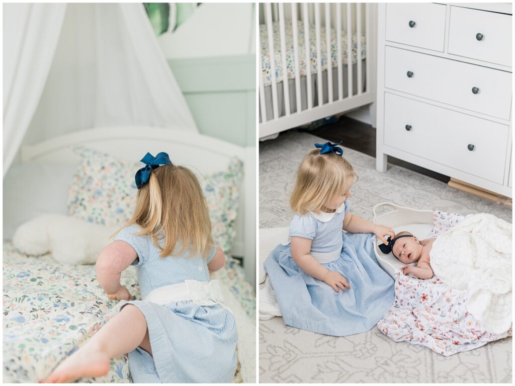 Big sister joins newborn session in family’s Alexandria home