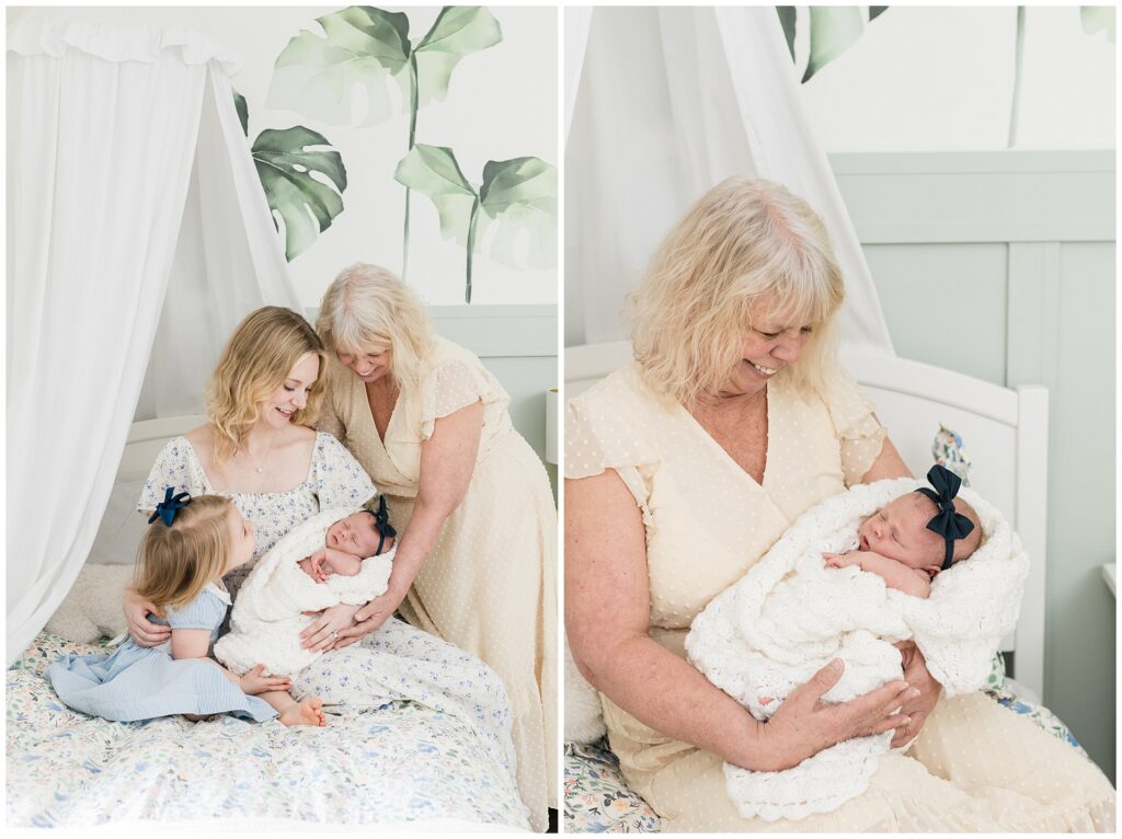 Three-generation newborn session captured in a Northern Virginia apartment