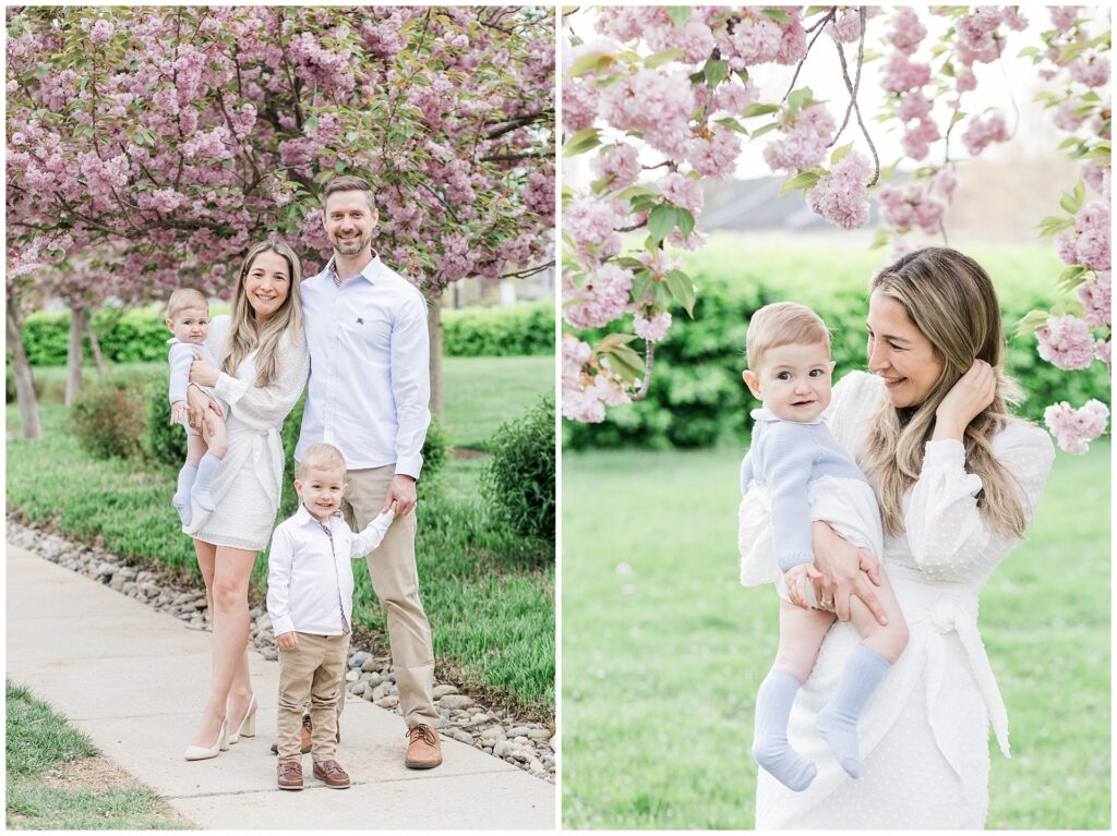 Spring mini session in Maryland featuring family with toddler and infant