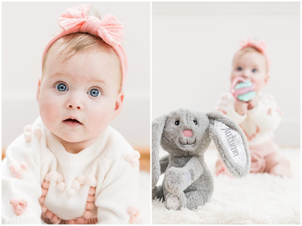 baby during a milestone family session in Gaithersburg, Maryland, photographed by a Montgomery County family photographer.