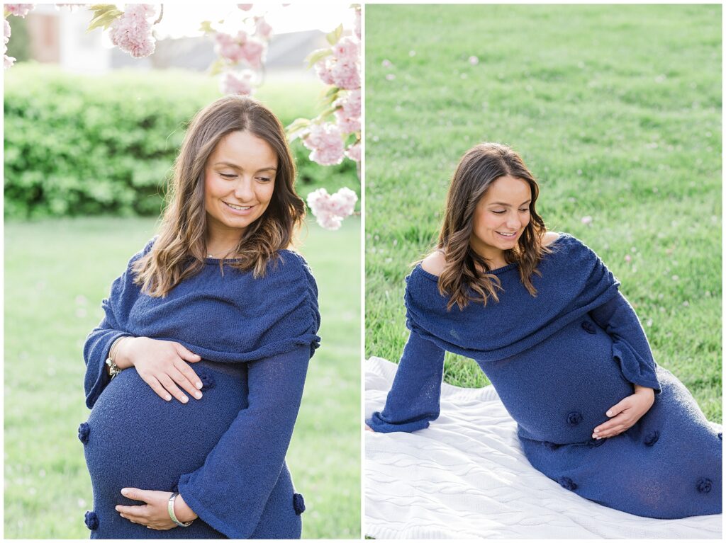 Maternity portraits in Maple Lawn Maryland during spring mini session