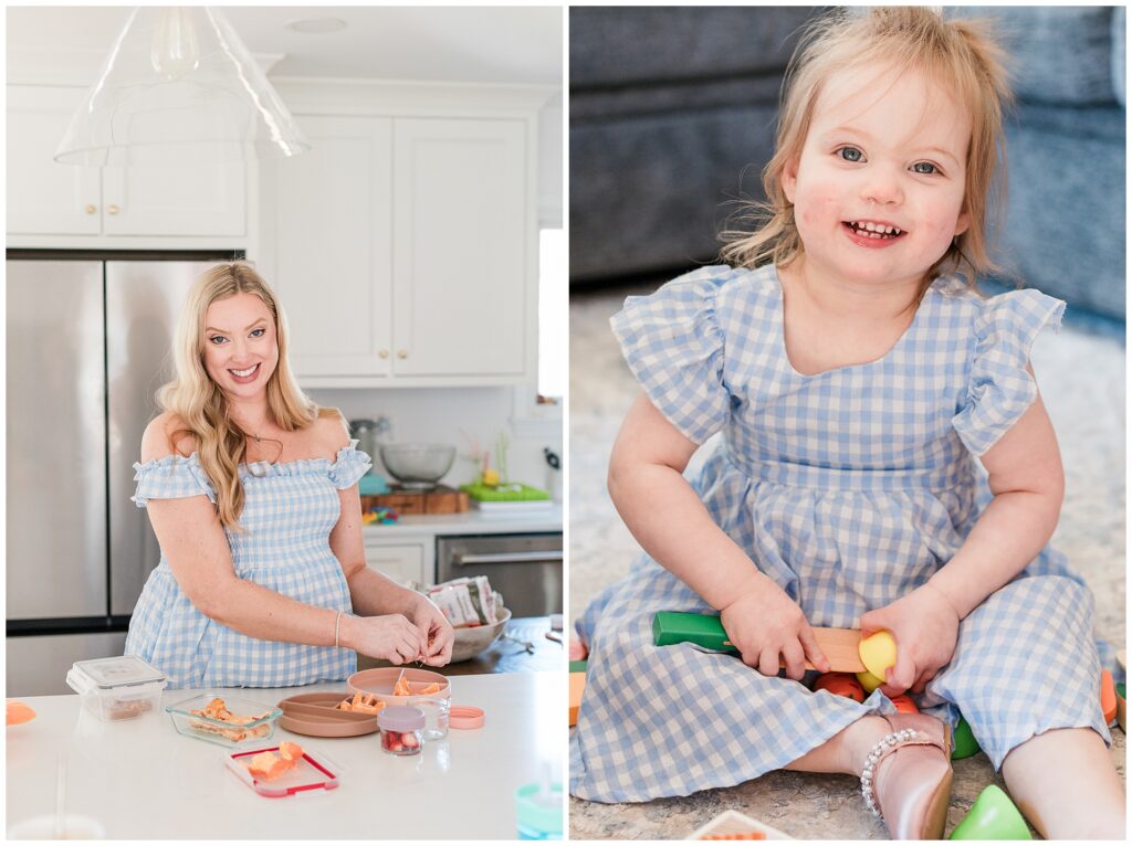 Mom and her daughter dring in-home maternity session in Montgomery County, Maryland,