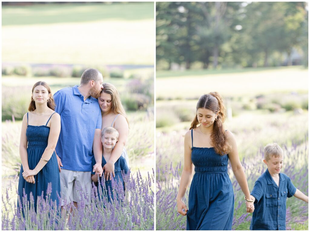 Family photo session with older children at Karis Lavender Farm in Gaithersburg, Maryland
