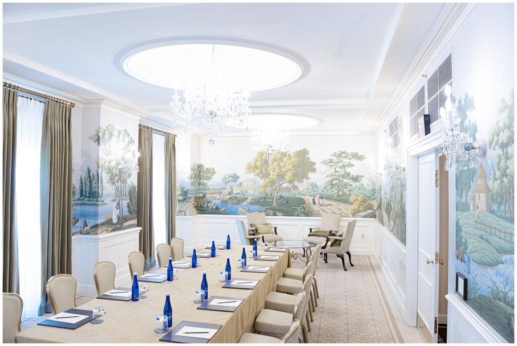 Concorde Room at the Hay-Adams  in Washington DC set for a small conference-style event