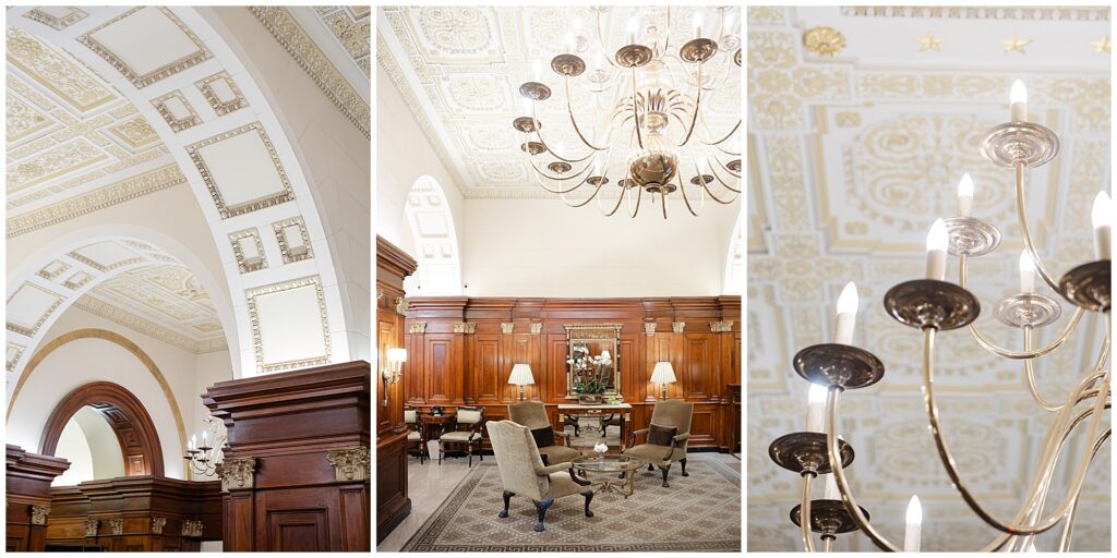 Mahogany wood details in the lobby of the Hay-Adams wedding venue in Washington DC