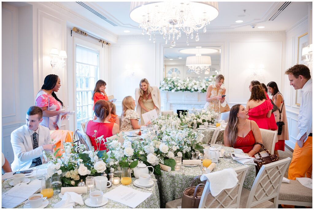 Private dining room at Lafayette Restaurant in the Hay-Adams prepared for an intimate wedding-related celebration in Washington DC