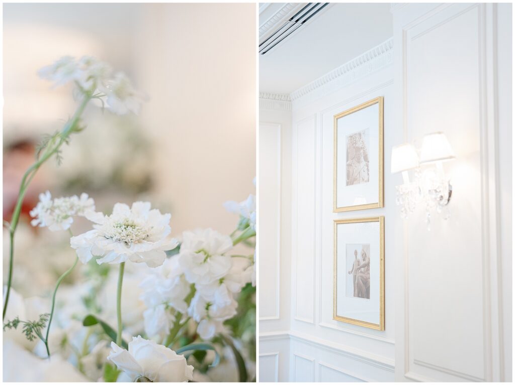 Elegant table setting in the Lafayette Restaurant private dining room at the Hay-Adams in Washington DC for a baby or bridal shower