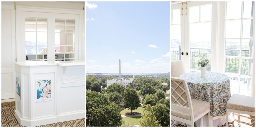 View of the White House from the Top of the Hay rooftop at the Hay-Adams wedding venue in Washington DC