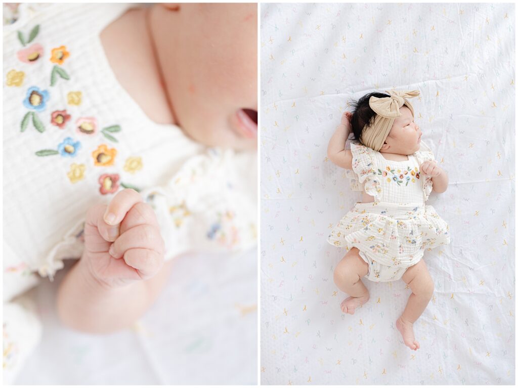 Lifestyle newborn photography in Ashburn Virginia featuring baby at home